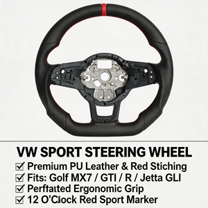 Volant de course personnalisé d'origine pour VW Golf MK7 GTI R Jetta GLI, véritable fibre de carbone, sport, 30 mm, 3 branches, 2015-2021, modification intérieure - Product Image 6