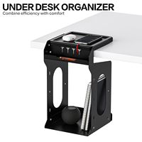 Organisateur de rangement vertical à suspendre sous le bureau, boîte de rangement de bureau, support supérieur sous le bureau, plateau porte-documents de bureau avec ouverture arrière pour câbles