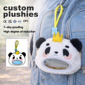 Dompet Koin Panda Plush Custom Lucu Kawaii dengan Resleting Gantungan Kunci Dompet Kecil Bordir Hewan - Product Image 1