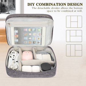 Elettronica Travel Organizer accessori elettronici a doppio strato custodia per caricabatterie, telefono, auricolare - Product Image 5