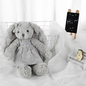 Conejo de juguete vestido para niñas de peluche al por mayor, animal supersuave ASTM F963 CPSIA, conejito gris de peluche, juguetes de peluche para mujeres y niñas adolescentes - Product Image 4