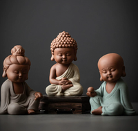 Sculpture en céramique artisanale de style zen, peinte à la main, représentant les trois saints Bouddha Guanyin Ksitigarbha, ornement chinois Feng Shui