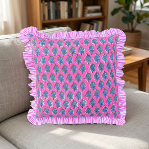 Housse de coussin décorative florale à volants, faite à la main, pour chambre à coucher, chambre d'enfant, salon, avec coussin à volants - Product Image 3