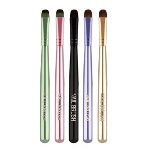 Pinceau à ongles en nylon à manche métallique, tête large courte, pour contrôle des bords et French manucure demi-lune - Product Image 6