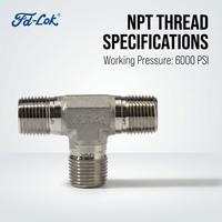 Raccord de tuyauterie d'instrumentation SS316L, Union, Té, Croix, Interchangeable Swagelok Parker, Haute Pression 6000psi, Adaptateur NPT BSPT SS316