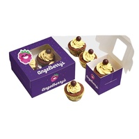 Boîte d'emballage personnalisée en papier kraft mini-cupcake recyclable avec fenêtre et logo Boîte cadeau alimentaire laminée mate en relief