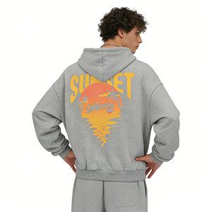 AMCLEVER <span class=keywords><strong>Felpa</strong></span> con <span class=keywords><strong>Zip</strong></span> Unisex in Misto Cotone 430g, Oversize Pesante, Pronta per la Spedizione - Product Image 2