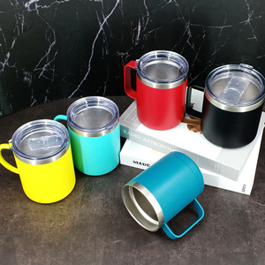 Taza de Café Personalizada de Acero Inoxidable Aislada con Recubrimiento en Polvo de 12oz/14oz, Estilo Americano, Ecológica, para Camping, con Asa y Doble Pared - Product Image 4