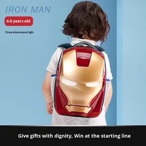 Sac à dos scolaire <span class=keywords><strong>Marvel</strong></span> 3D lumineux Iron Man Spider-Man grande taille pour garçons de 4 à 6 ans avec fermeture éclair tendance - Product Image 5
