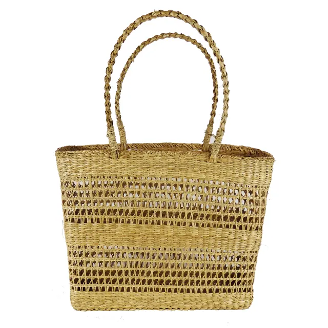 Eco Shopping Market Handbag Friendly Material Manufacture Wholesale Price Wicker Palm Leaf Seagrass Vietnam Natural Bag