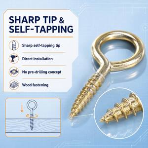 Vis à œil <span class=keywords><strong>de</strong></span> <span class=keywords><strong>mouton</strong></span> en nickel plaqué et zingué blanc, à serrage manuel, auto-taraudeuse, avec anneau à boucle fermée, accessoires, grade 4.8, acier au carbone - Product Image 3