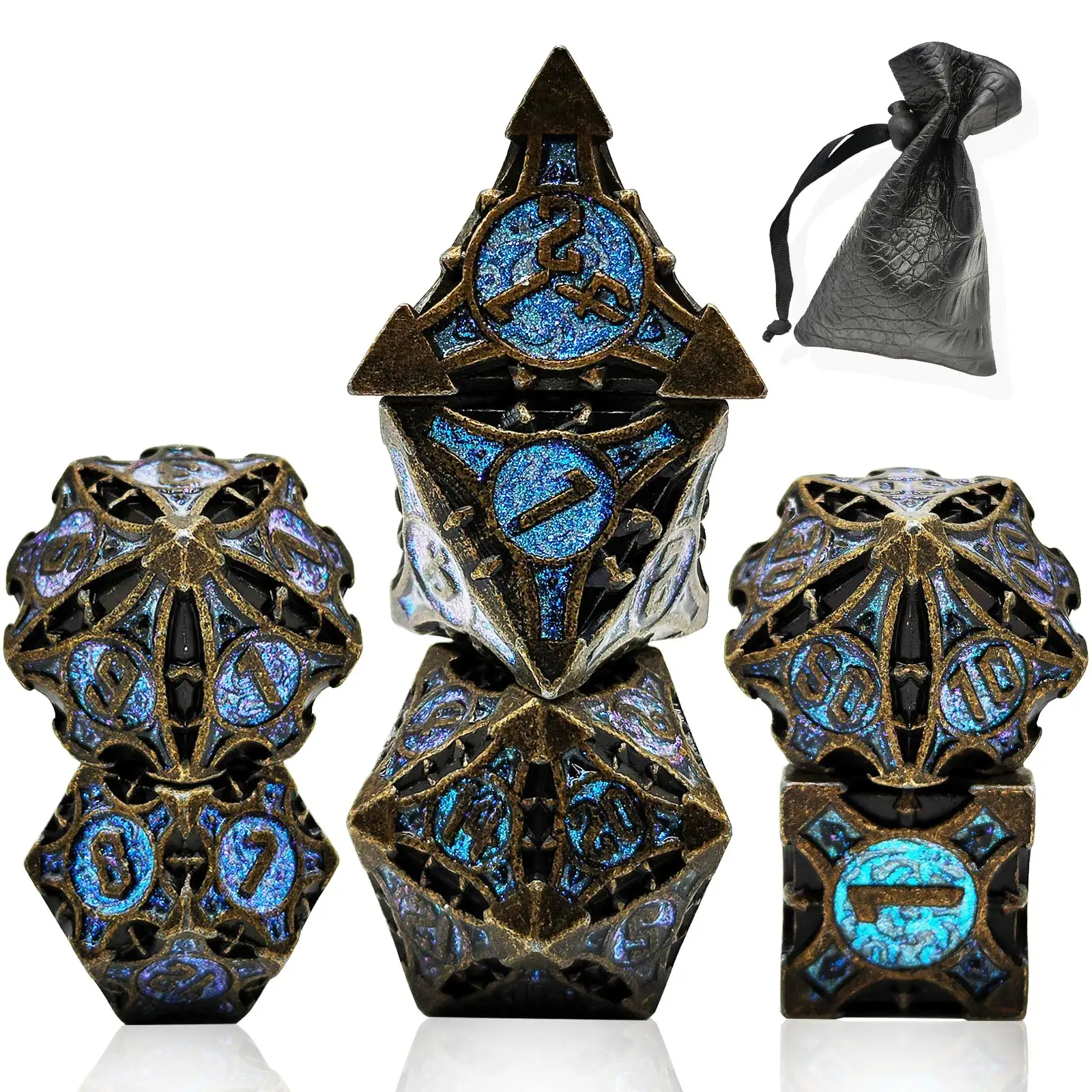 Custom Polyhedral Zinklegering Casino Dobbelstenen Dungeons & Dragons Game Tips Dobbelstenen Sets Oude D & D Metal Dice Sets groothandel