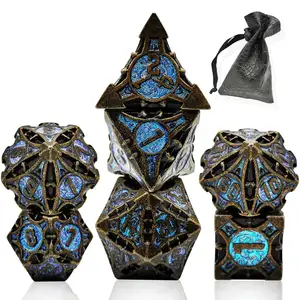 Özel polyhedral çinko alaşım casino zar zindan & ejderhaları oyunu ipuçları zar setleri antik D & D metal zar setleri toptan