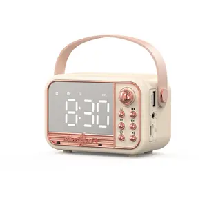 Reloj digital con alarma dual, altavoz inalámbrico inteligente DSP de 3W con diseño clásico retro, nuevo y elegante