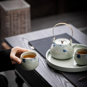 Tasse à thé individuelle en céramique, peinte à la main, motif pivoine, grande capacité, pour cérémonie du thé, origine Dehua, traditionnelle - Product Image 2