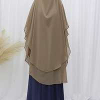 Luxe Islamique Musulman Long Deux Couches Plaine En Mousseline De Soie Khimar Foulards Arabe Grande Taille Jibab Khimar Ethnique Foulards Châles