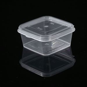 Vasos de Plástico Cuadrados Transparentes para Condimentos al por Mayor con Tapa Abatible Conectada, Desechables para Llevar - Product Image 3