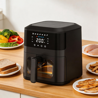 Prêt à expédier Friteuse à air numérique 360 rapide 4,5 L Écran tactile Température précise Cuisson sans huile Appareil électroménager en gros Nouveauté