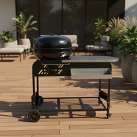 Barbecue multifonctionnel en fer de qualité supérieure avec table latérale et chariot, robuste, pour plus de 5 personnes, idéal pour les fêtes de jardin et la cuisine à domicile