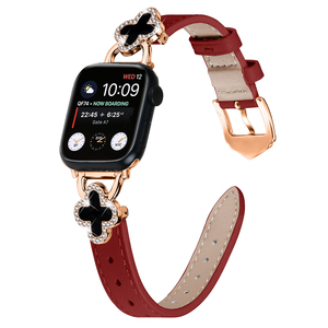 Eraysun adattatore a quattro foglie con coda a punta cinturino in vera pelle per orologio <span class=keywords><strong>Apple</strong></span> <span class=keywords><strong>Watch</strong></span> 11 10 <span class=keywords><strong>9</strong></span> - Product Image 5