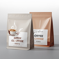 Pochette à café noir mat avec logo personnalisé de haute qualité sac à fond plat portable à joint à huit côtés pour la nourriture pour l'emballage du café