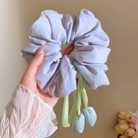 Chouchous surdimensionnés en forme de tulipe faits à la main, élastiques à cheveux doux pour femmes et filles, accessoires capillaires en ruban de tissu, bandeaux élastiques
