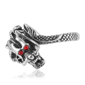 Anillo de dragón yunique para hombre, de acero inoxidable, con ojos rojos, forma de animal, joyería punk, regalo - Product Image 3