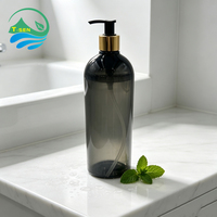 Bouteilles de shampooing rondes en PET noir de 1L avec pompe pulvérisatrice pour sérum et lotion de soin de la peau, bouteille de gel douche avec pompe filetée 28/410