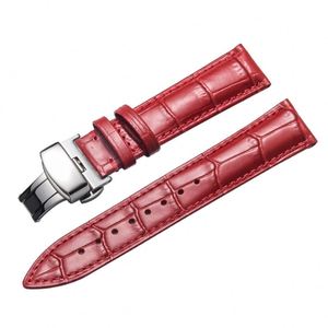 สายนาฬิกาหนังสีโรสโกลด์พร้อมหัวเข็มขัดแบบกดสองชั้น สแตนเลสสตีล ระบายอากาศได้ดี-ลดราคา - Product Image 1