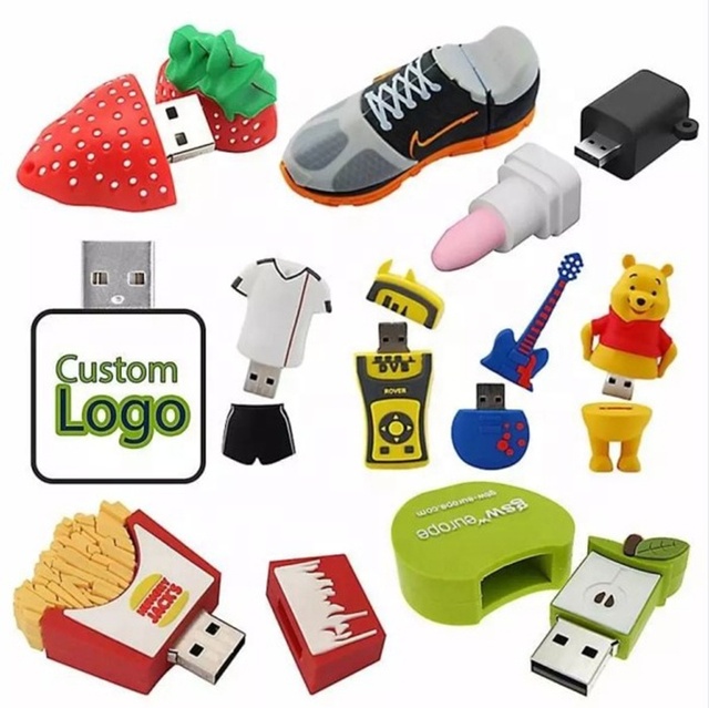 Promotional Gift Customized Rubber USB 2.0/3.0/Type-C Flash Drive with Full 3D Logo 4GB-32GB Capacities