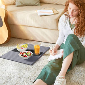 Bamboo Folding Couch Cup Holder Food Drink Snack Remote Control and Phone <strong>Armchair</strong> Sofa Couch Arm <strong>Table</strong> <strong>Tray</strong> for Wide Couches - Product Image 4