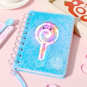A5 customized notebooks Girls <strong>Diary</strong> 80 Sheets Soft Furry Cute Plush Cover <strong>Journal</strong> Notebook with <strong>LED</strong> <strong>Light</strong> <strong>Journal</strong> Notebook - Product Image 2