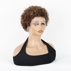 Perruque Courte Afro Bouclée T-Part Lace en Cheveux Humains Naturels, Volumineuse et Respirante, Tendance - Product Image 3