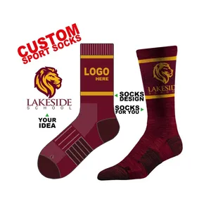 Ücretsiz tasarım ve MOCK-UP özel Logo ekip spor çoraplar koşu spor atletik özel Logo Unisex çorap