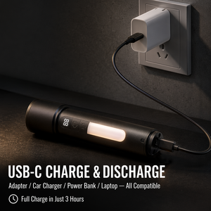WOSEN 15W White Laser Dual <b>Light</b> Source LED Torch Zoom 1500m Lighting Smart Digital Hanging Outdoor Camping LED Flashlight - Product Image 2