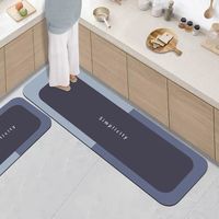Tapis de cuisine bleu, tapis de salle de bain long antidérapant, super absorbant, résistant, séchage rapide, tapis de bain pour sol