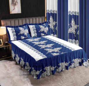 Listo para Enviar: Juego de 7 Piezas de Cubrecama Acolchado Tamaño King con Cortinas, Cubrecama de Lujo, Juego de Sábanas, Precio al por Mayor - Product Image 4