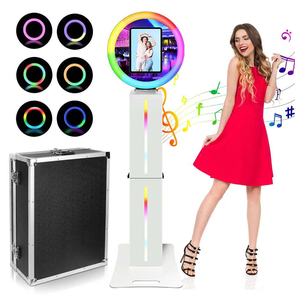 custom logo wedding manual portable led ring light rotating roaming selfie photobooth photo booth machine