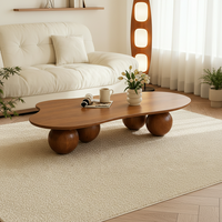 Table basse et à thé en bois de style nordique moderne avec hauteur réglable, couleur et taille personnalisables, design de panneau