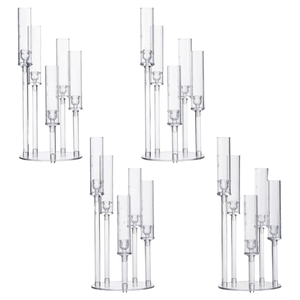 4PCS 5 Arm Elegant Acrylic Candelabra for Table <b>Wedding</b> <b>Centerpiece</b> Clear 21.8 in Height 8.6 in Width & Length China - Product Image 1