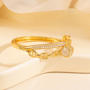 Fashion Chain <b>Bracelet</b> Gold Silver Plated <b>Copper</b> Alloy Micro Insert Zircon Inlay Women's Jewelry Gift - Product Image 3