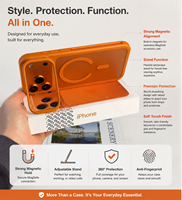 Compatible avec 17 Pro Max 16 Pro 15, étui magnétique, coque hybride PC et TPU, protection de l'objectif de l'appareil photo, support de protection de l'objectif