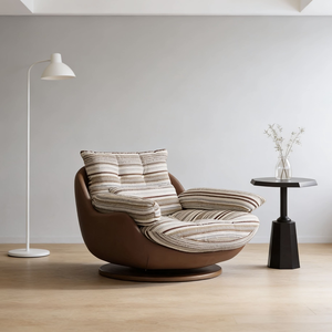 <span class=keywords><strong>Fauteuil</strong></span> italien en tissu givré, garnissage en duvet hongrois, base pivotante en noyer, coutures allemandes pour l'ameublement résidentiel - Product Image 5