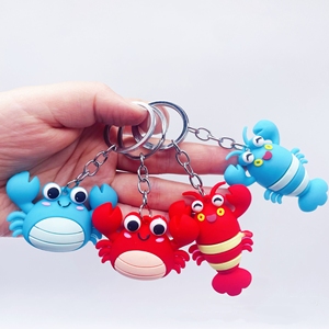 Portachiavi in PVC 3D a Forma di Granchio <span class=keywords><strong>Kawaii</strong></span>, Charm per Borse, Portachiavi in Gomma Personalizzato, Figura in Silicone a Forma di Aragosta - Product Image 1