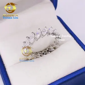 Kualitas tinggi 925 perak murni cz zirkon atau vvs moissanite es keluar berlian perhiasan cincin halus