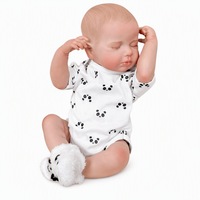 Boneka Bayi Terlahir Kembali 20 Inci Boneka Bayi Perempuan Baru Lahir Realistis Yang Dilukis dengan Tangan Vinil Lembut Hadiah Pakaian Polkadot Cetak Panda Y-Z023