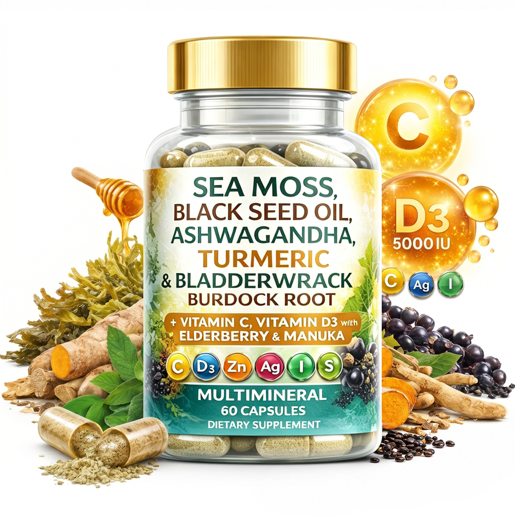 OEM Premium Natural Organic Sea Moss Herbal Supplement Capsules For Men With Daily Wellness Support Bulk Custom Orders