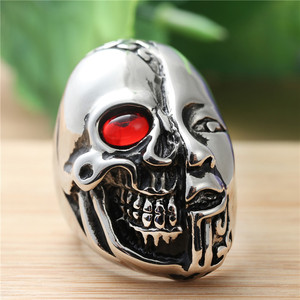 Anillo de Calavera Plateado para Hombre, Joyería Punk, Estilo Retro, Engaste de Bisel 27038 - Product Image 1