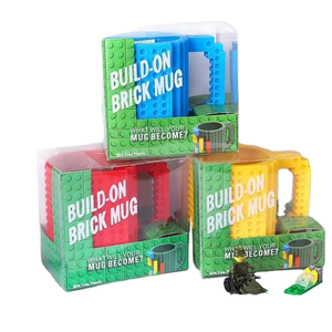Creative DIY Build-on <strong>Brick</strong> Coffee Mug for Kids-Eco-Friendly American Style PP Plastic Hiking &amp; Back School Building <strong>Blocks</strong> Toy - Product Image 1
