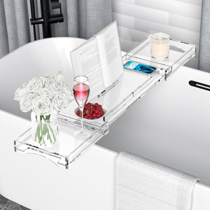 Plateau de baignoire extensible en acrylique transparent, organiseur de salle de bain de luxe, table de bain, organisateur de spa, <span class=keywords><strong>support</strong></span> pour vin et tablette - Product Image 6